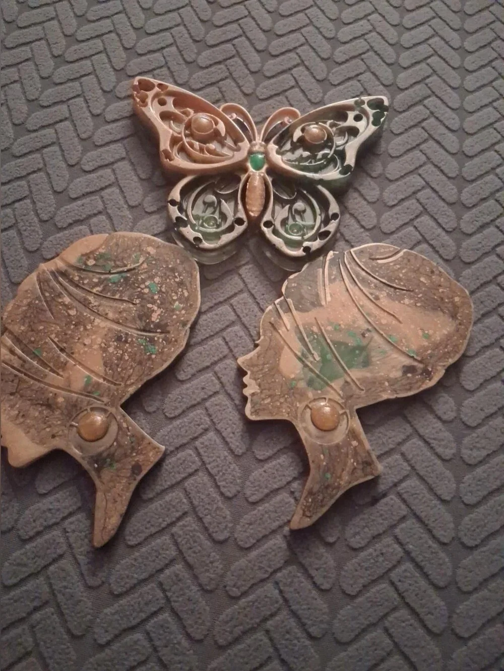 Handmade Bronze and Green Butterfly Wall Plaques